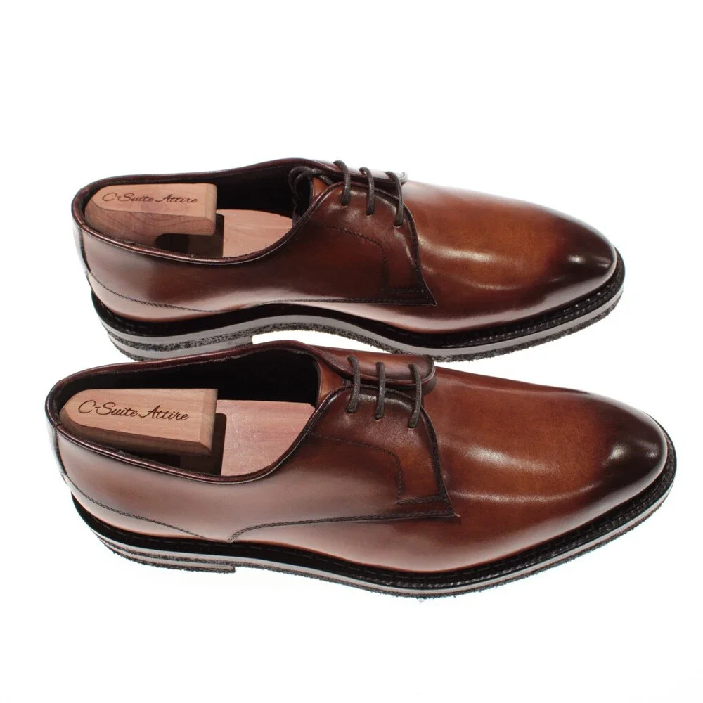 Di Bianco NWB Derby Dress Shoes Size 9 US in Brown Leather Made in Italy